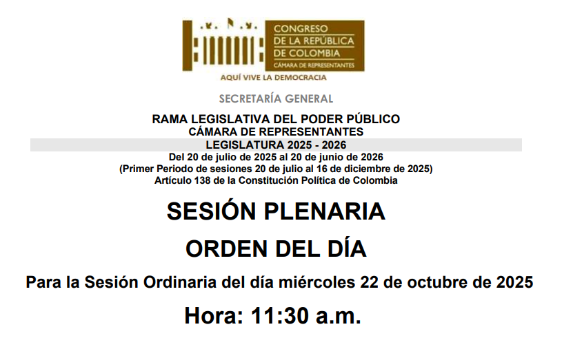 Plenaria Orden del Dia Proyectos